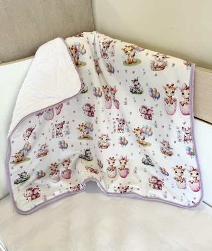 Бебешко поларено одеяло "Весели мъници" - лилаво 