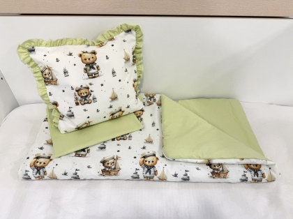 Бебешки комплект за количка "Моряче" - зелено