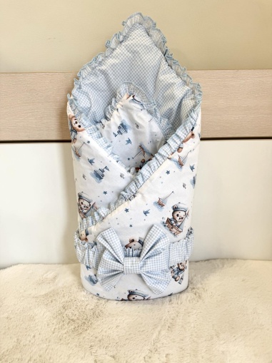 Порт бебе за изписване "Моряче", синьо каре, 80/80см.