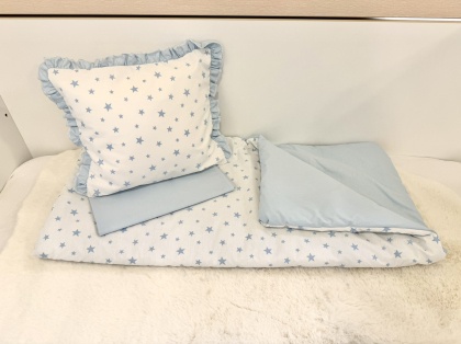 Бебешки комплект за количка "Сини звездички"