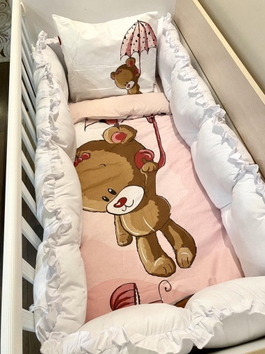 Луксозен бебешки спален комплект 8 части с обиколници "Чадърче"