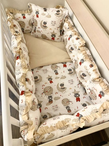 Бебешки спален комплект 8 части с обиколници "Ментови балончета"