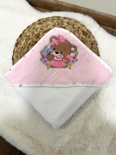 Бебешка хавлия за баня "Мече" - 80/80см.