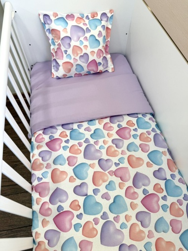 Бебешки спален комплект "Пастелни сърчица" 