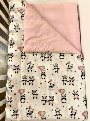 Бебешка олекотена завивка "Розови панди"