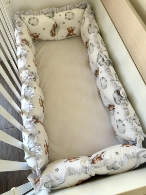 Crib bumpers "Grey Bears"