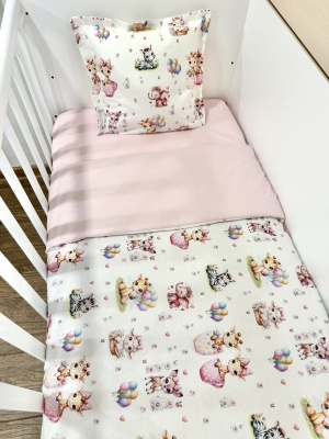 Бебешки спален комплект "Весели мъници" - розово