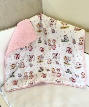 Бебешко поларено одеяло "Весели мъници" - розово