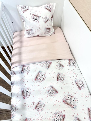 Бебешки спален комплект "Котешка прегръдка" - пудра