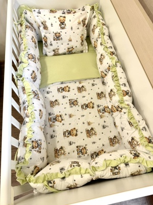 Бебешки спален комплект 8 части с обиколници "Моряче" - бежово