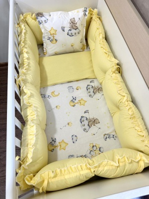 Бебешки спален комплект 8 части с обиколници "Сладки сънища"