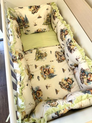 Бебешки спален комплект 8 части с обиколници "Горски път" - ДИГИТАЛНА ЩАМПА