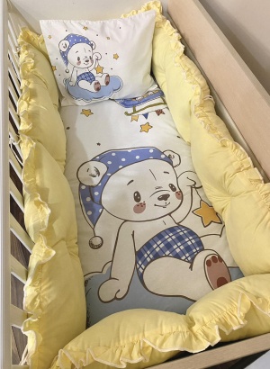 Луксозен бебешки спален комплект 8 части с обиколници "Голям сънчо"