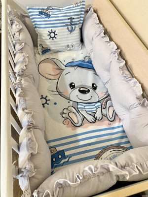 Луксозен бебешки спален комплект 8 части с обиколници "Мишле" 