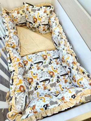 Бебешки спален комплект 8 части с обиколници "Джунгла"