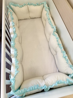 Crib bumpers "Ecru/Mint"
