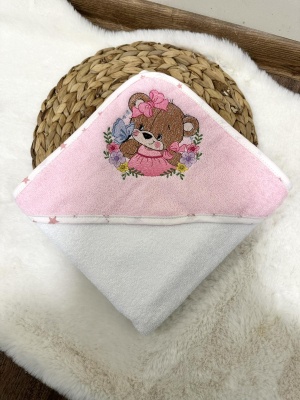 Бебешка хавлия за баня "Мече" - 80/80см.