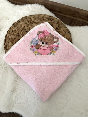 Бебешка хавлия за баня "Мече" - 80/80см.